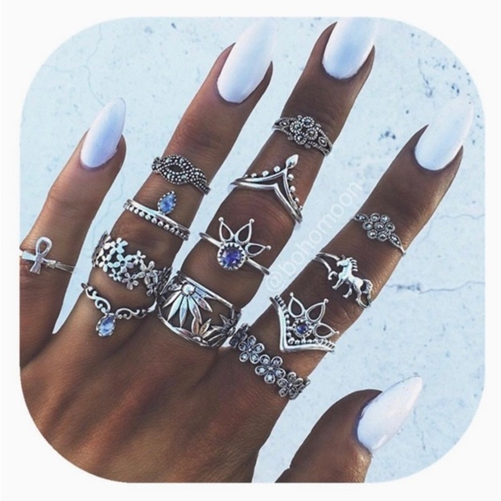 NWT-WOMENS BOHO RING SET-13 PIECES